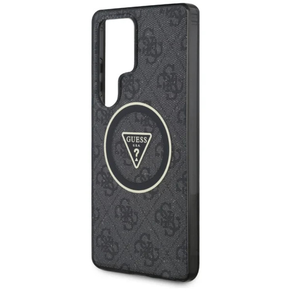 Guess 4G Glitter Triangle Buttons MagSafe Case for Samsung Galaxy S25 Ultra Blackeng