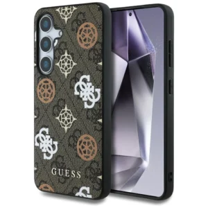 Guess 4G Printed Colored Peony Pattern MagSafe case for Samsung Galaxy S25 browneng