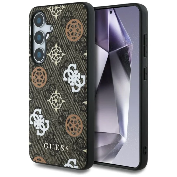 Guess 4G Printed Colored Peony Pattern MagSafe case for Samsung Galaxy S25 browneng