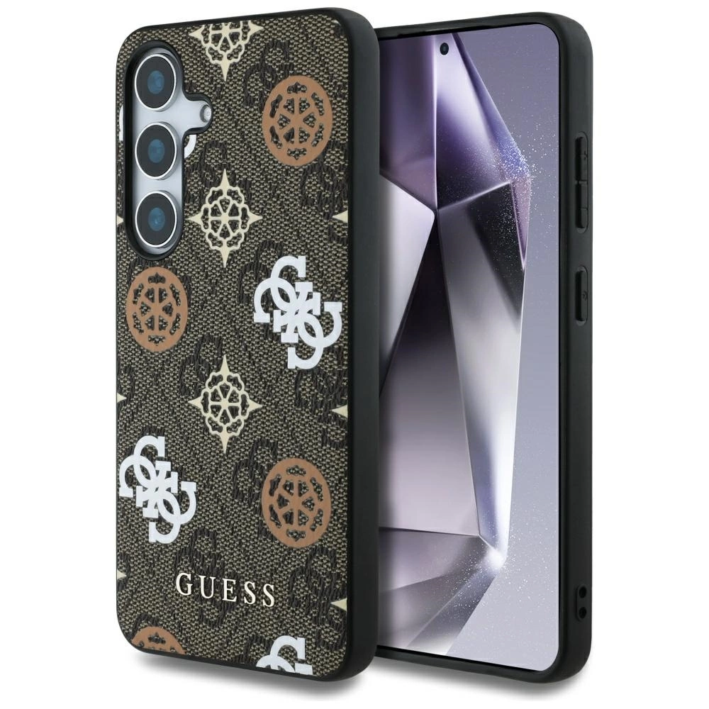 Guess 4G Printed Colored Peony Pattern MagSafe case for Samsung Galaxy S25 browneng