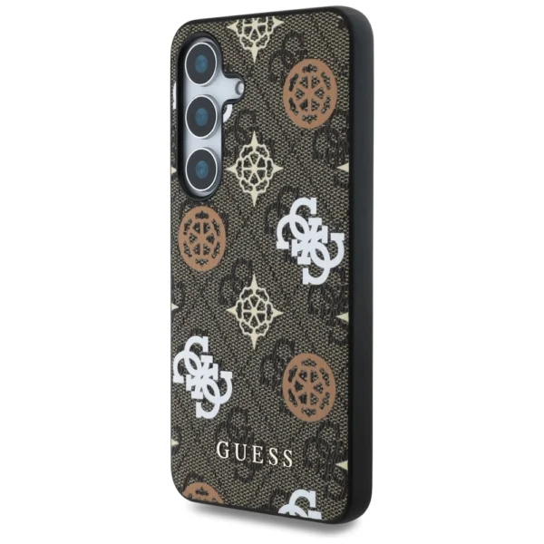 Guess 4G Printed Colored Peony Pattern MagSafe case for Samsung Galaxy S25 browneng