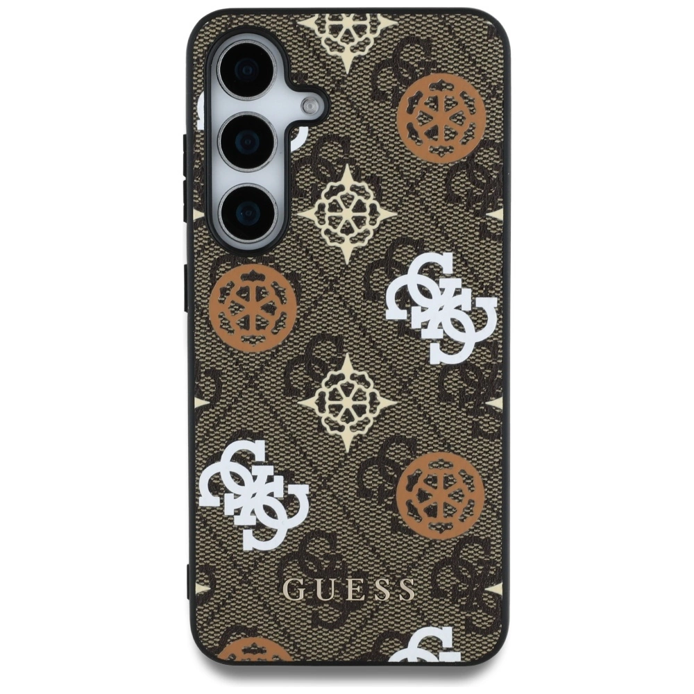 Guess 4G Printed Colored Peony Pattern MagSafe case for Samsung Galaxy S25 browneng