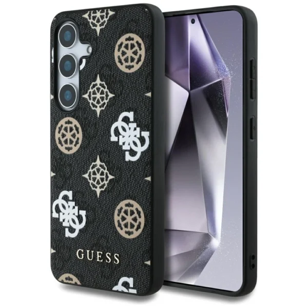 Guess 4G Printed Colored Peony Pattern MagSafe case for Samsung Galaxy S25 blackeng