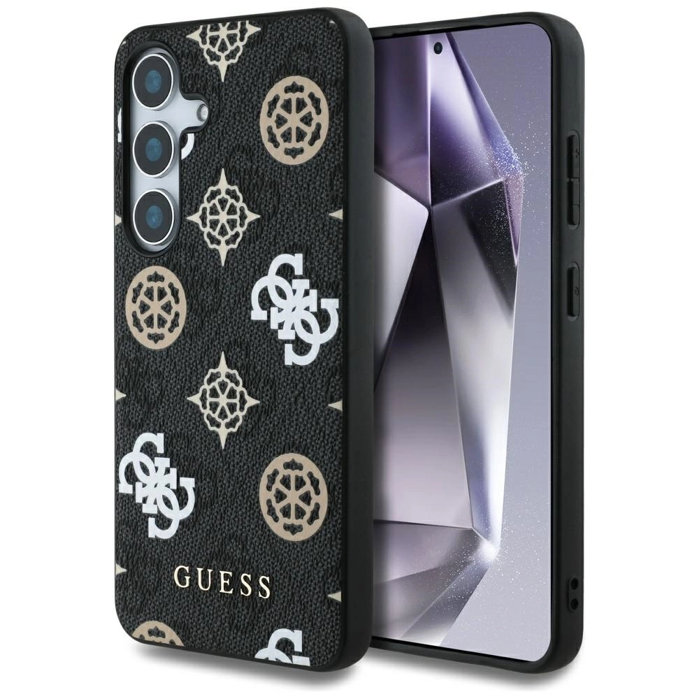 Guess 4G Printed Colored Peony Pattern MagSafe case for Samsung Galaxy S25 blackeng