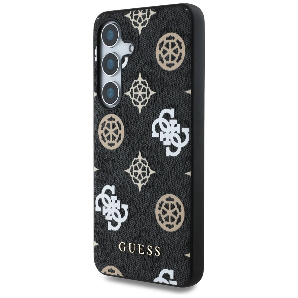 Guess 4G Printed Colored Peony Pattern MagSafe case for Samsung Galaxy S25 blackeng