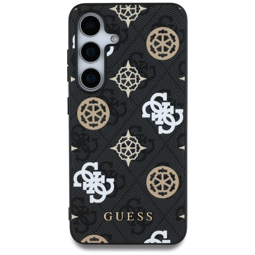 Guess 4G Printed Colored Peony Pattern MagSafe case for Samsung Galaxy S25 blackeng