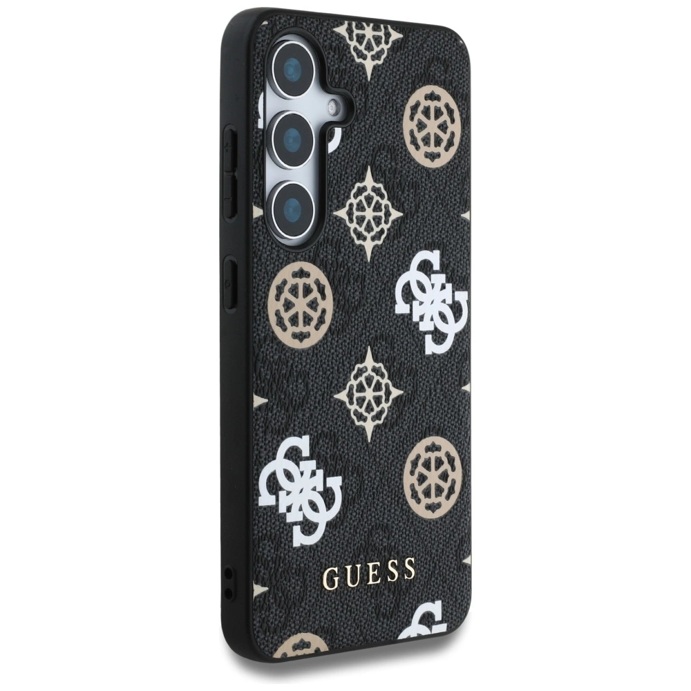 Guess 4G Printed Colored Peony Pattern MagSafe case for Samsung Galaxy S25 blackeng