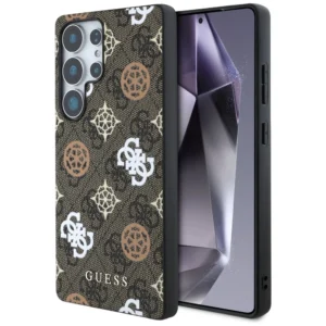 Guess 4G Printed Colored Peony Pattern MagSafe Case for Samsung Galaxy S25 Ultra Browneng