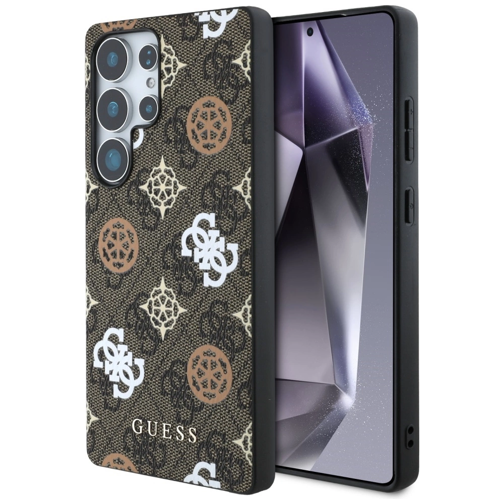 Guess 4G Printed Colored Peony Pattern MagSafe Case for Samsung Galaxy S25 Ultra Browneng