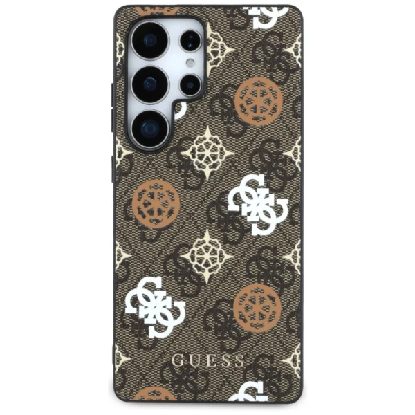 Guess 4G Printed Colored Peony Pattern MagSafe Case for Samsung Galaxy S25 Ultra Browneng