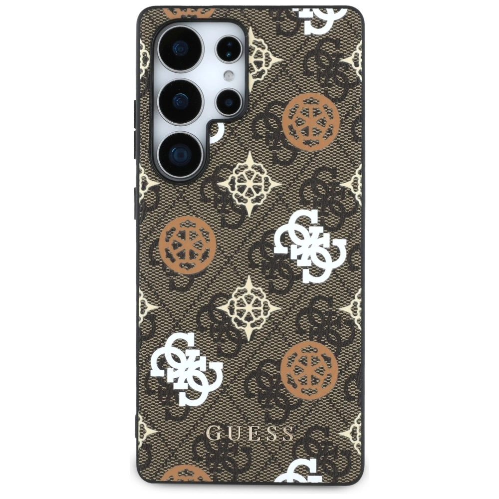 Guess 4G Printed Colored Peony Pattern MagSafe Case for Samsung Galaxy S25 Ultra Browneng