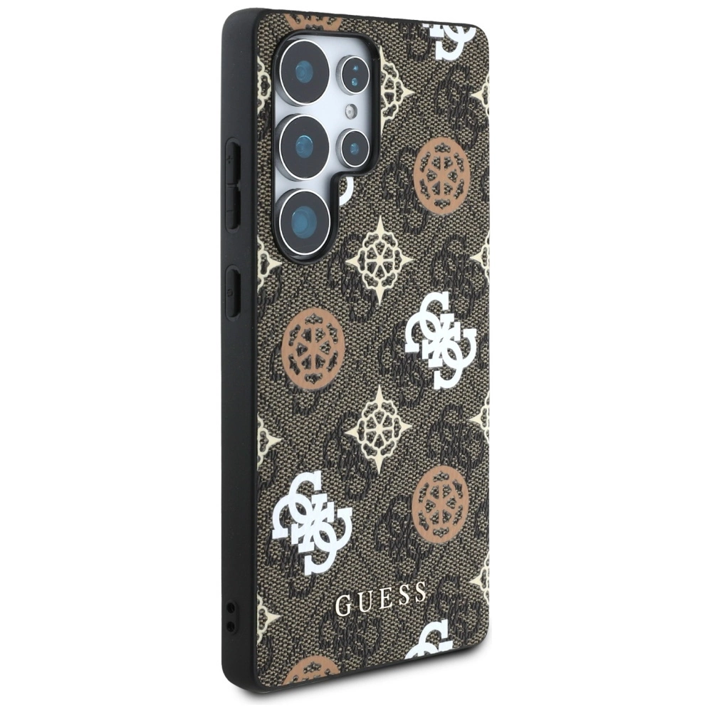 Guess 4G Printed Colored Peony Pattern MagSafe Case for Samsung Galaxy S25 Ultra Browneng