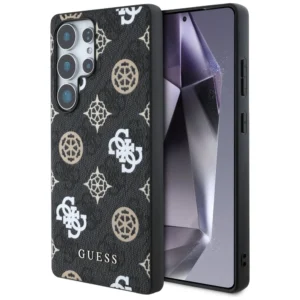 Guess 4G Printed Colored Peony Pattern MagSafe Case for Samsung Galaxy S25 Ultra Blackeng
