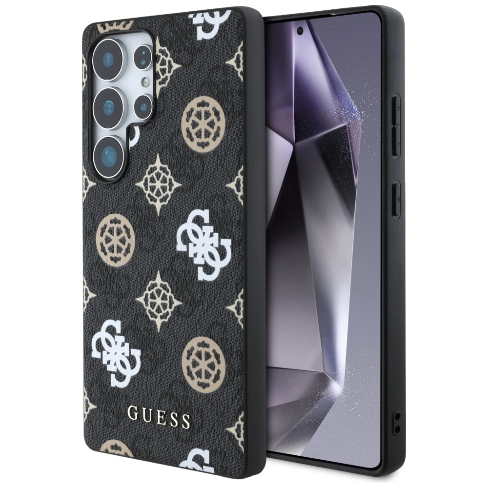 Guess 4G Printed Colored Peony Pattern MagSafe Case for Samsung Galaxy S25 Ultra Blackeng