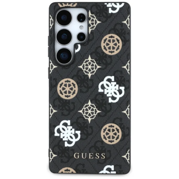 Guess 4G Printed Colored Peony Pattern MagSafe Case for Samsung Galaxy S25 Ultra Blackeng