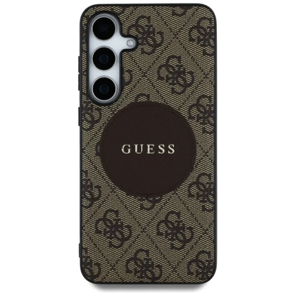 Guess 4G Round Patch Classic Logo MagSafe Case for Samsung Galaxy S25 Browneng