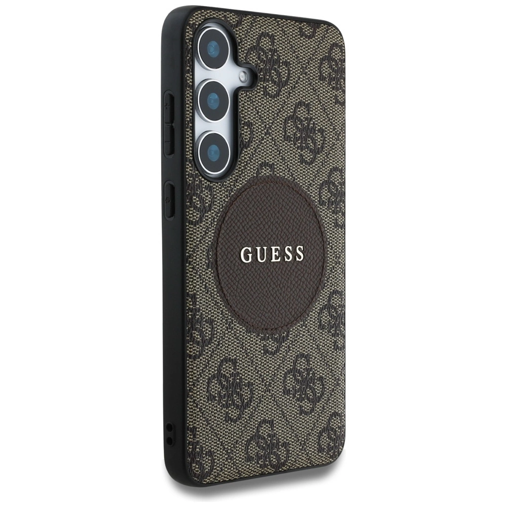 Guess 4G Round Patch Classic Logo MagSafe Case for Samsung Galaxy S25 Browneng