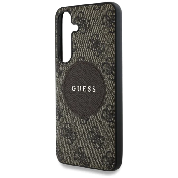 Guess 4G Round Patch Classic Logo MagSafe Case for Samsung Galaxy S25 Browneng