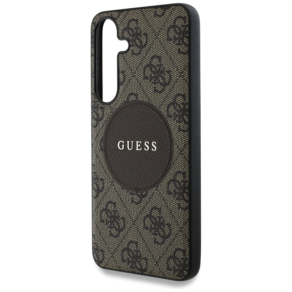 Guess 4G Round Patch Classic Logo MagSafe Case for Samsung Galaxy S25 Browneng