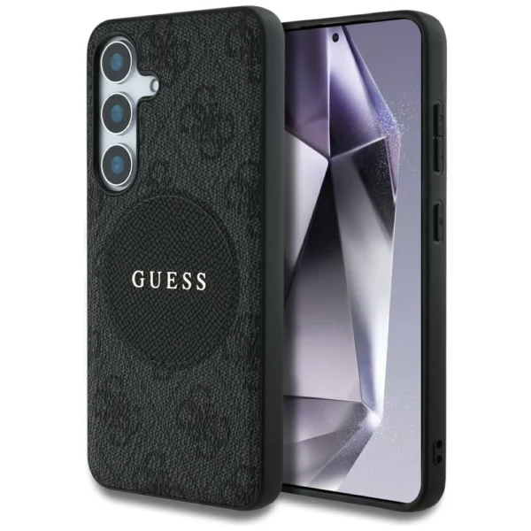 Guess 4G Round Patch Classic Logo MagSafe case for Samsung Galaxy S25 blackeng