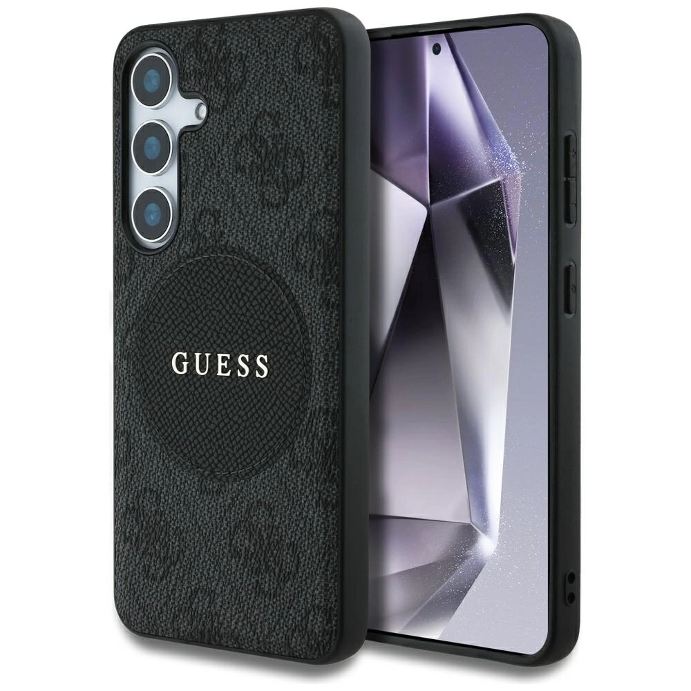 Guess 4G Round Patch Classic Logo MagSafe case for Samsung Galaxy S25 blackeng