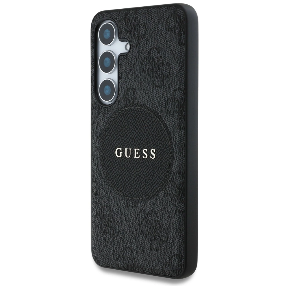 Guess 4G Round Patch Classic Logo MagSafe case for Samsung Galaxy S25 blackeng
