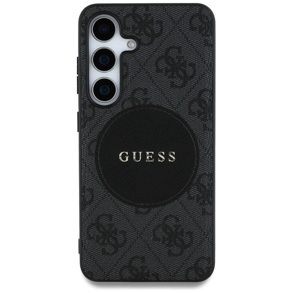 Guess 4G Round Patch Classic Logo MagSafe case for Samsung Galaxy S25 blackeng