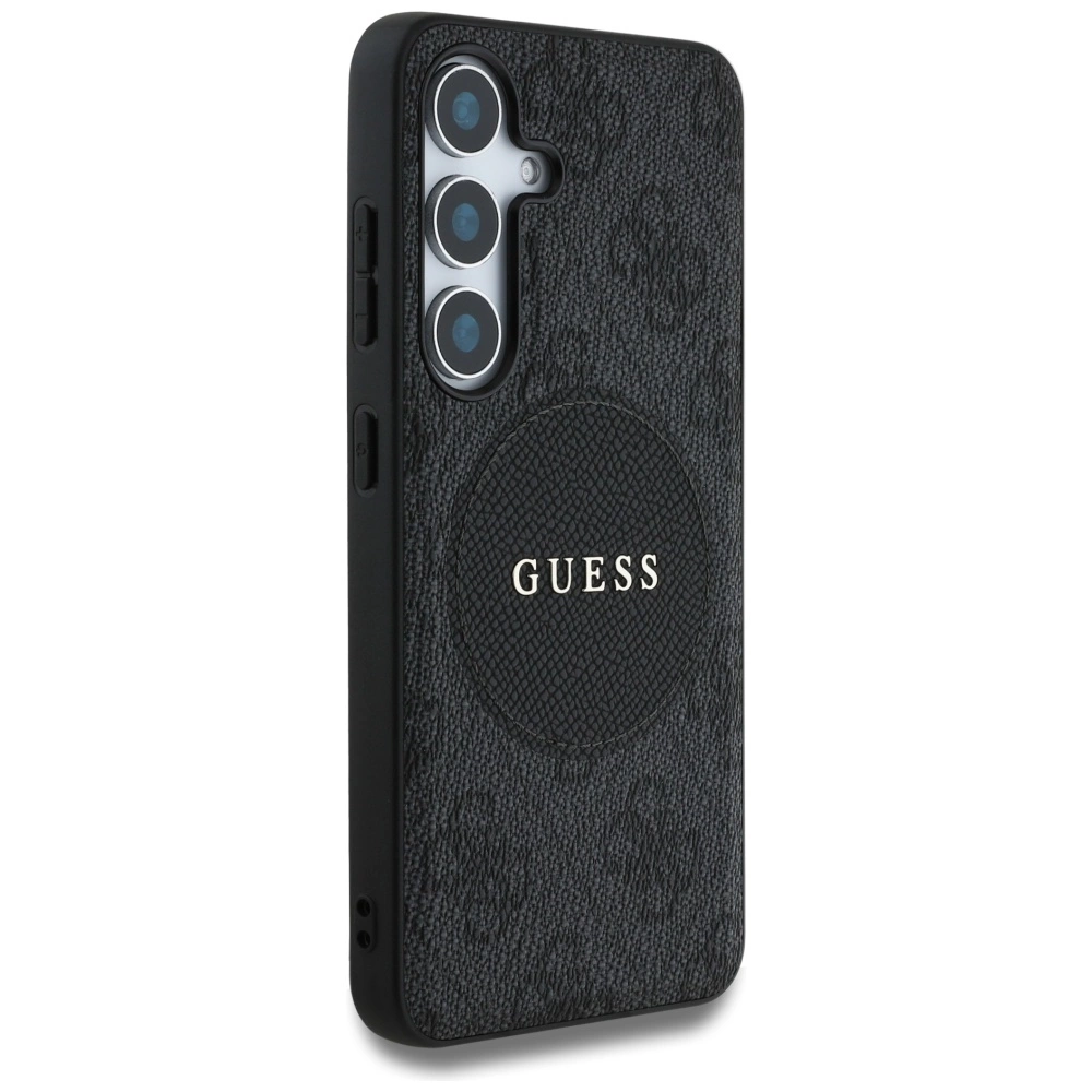 Guess 4G Round Patch Classic Logo MagSafe case for Samsung Galaxy S25 blackeng