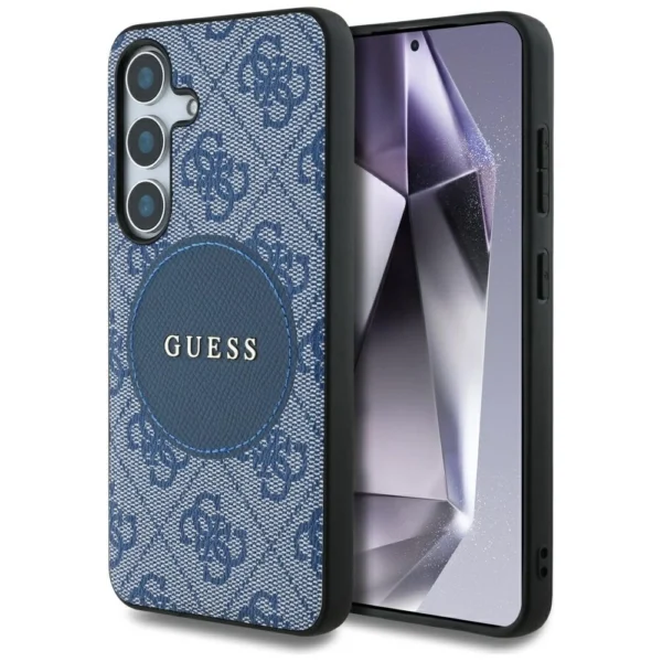 Guess 4G Round Patch Classic Logo MagSafe case for Samsung Galaxy S25 blueeng