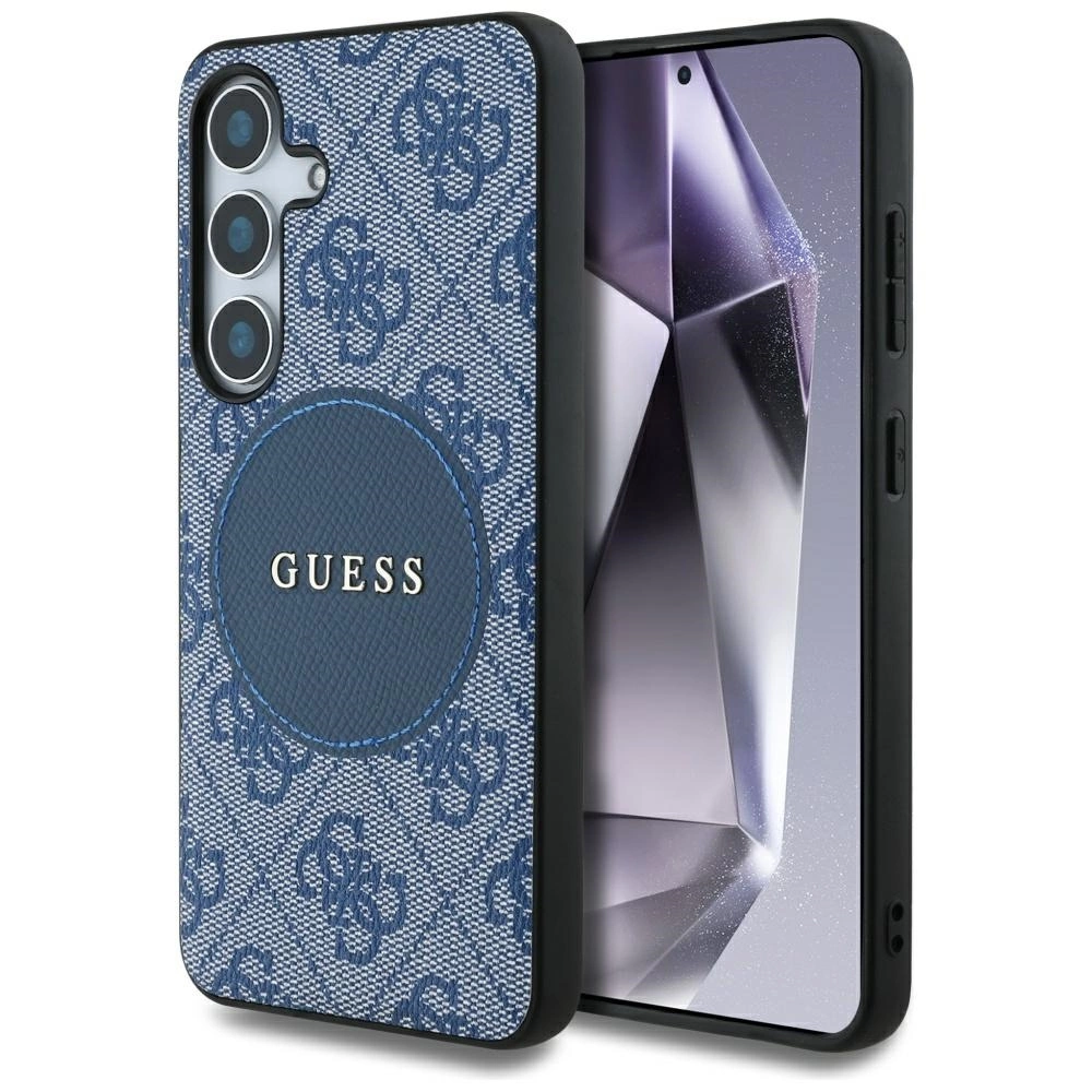 Guess 4G Round Patch Classic Logo MagSafe case for Samsung Galaxy S25 blueeng