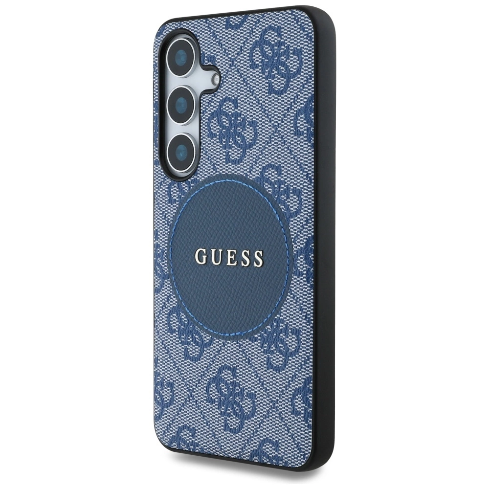 Guess 4G Round Patch Classic Logo MagSafe case for Samsung Galaxy S25 blueeng