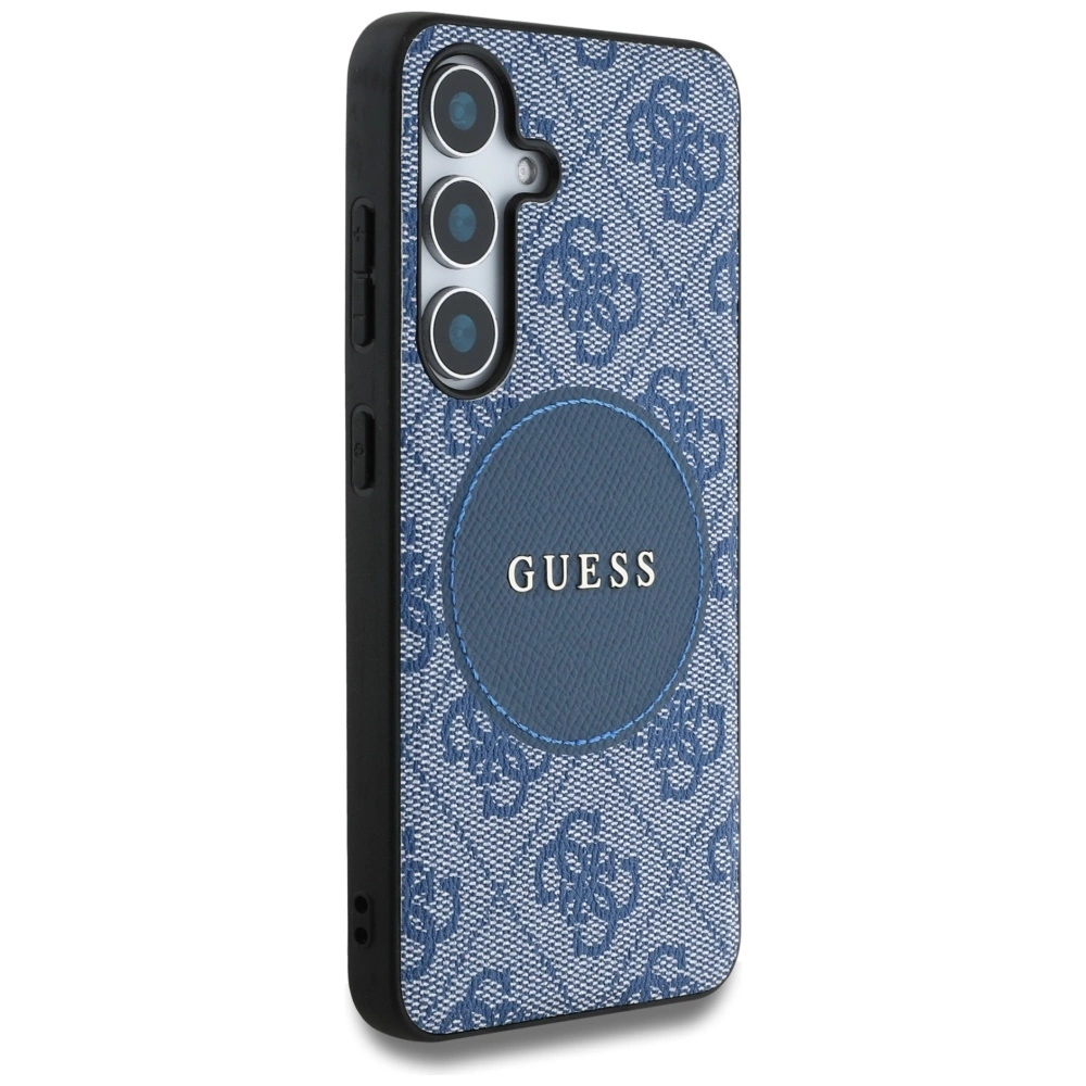 Guess 4G Round Patch Classic Logo MagSafe case for Samsung Galaxy S25 blueeng