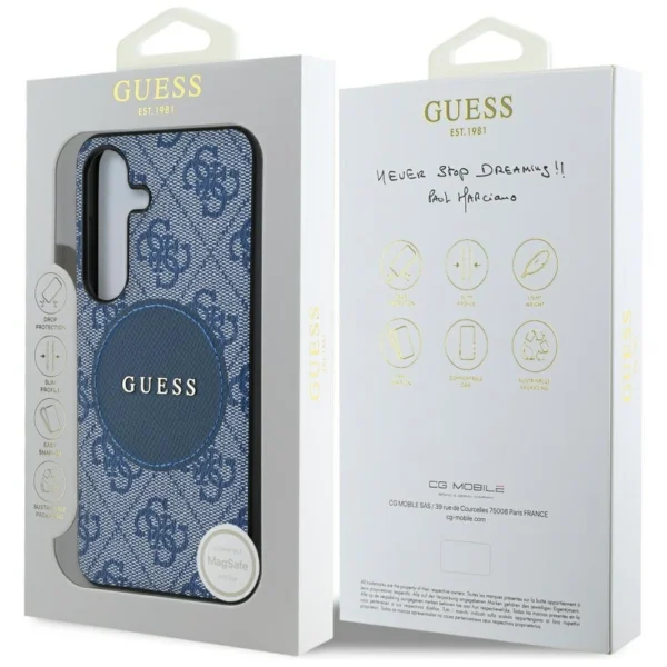 Guess 4G Round Patch Classic Logo MagSafe case for Samsung Galaxy S25 blueeng