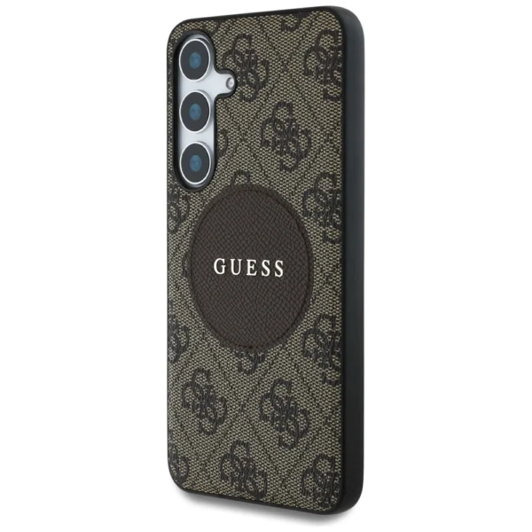 Guess 4G Round Patch Classic Logo MagSafe Case for Samsung Galaxy S25 Plus Browneng