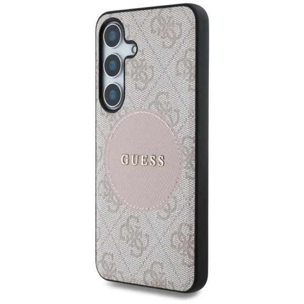 Guess 4G Round Patch Classic Logo MagSafe Case for Samsung Galaxy S25 Plus Pinkeng