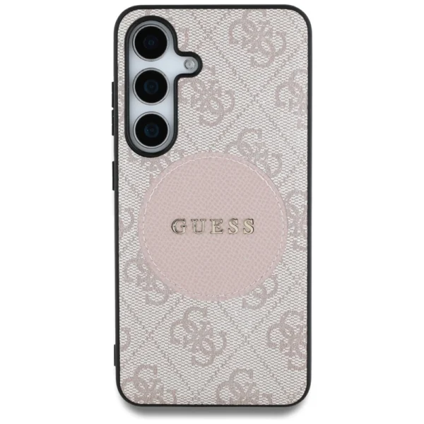 Guess 4G Round Patch Classic Logo MagSafe Case for Samsung Galaxy S25 Plus Pinkeng