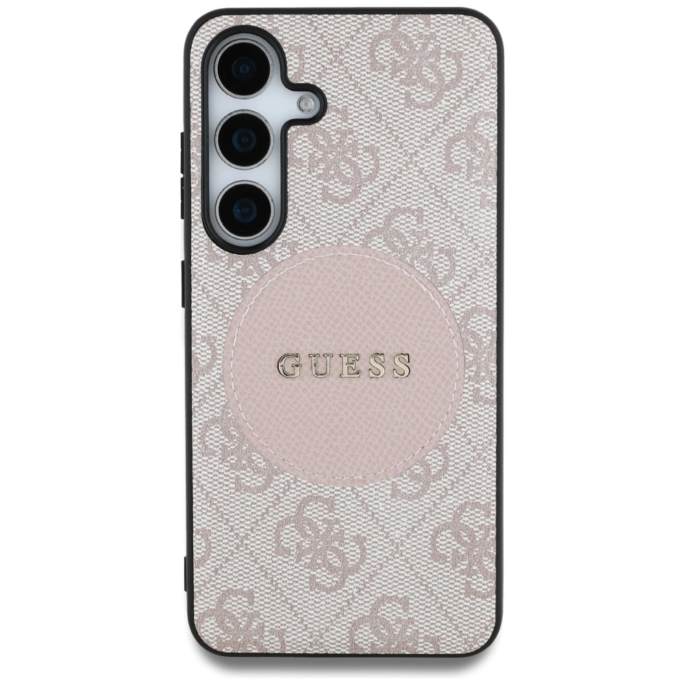 Guess 4G Round Patch Classic Logo MagSafe Case for Samsung Galaxy S25 Plus Pinkeng