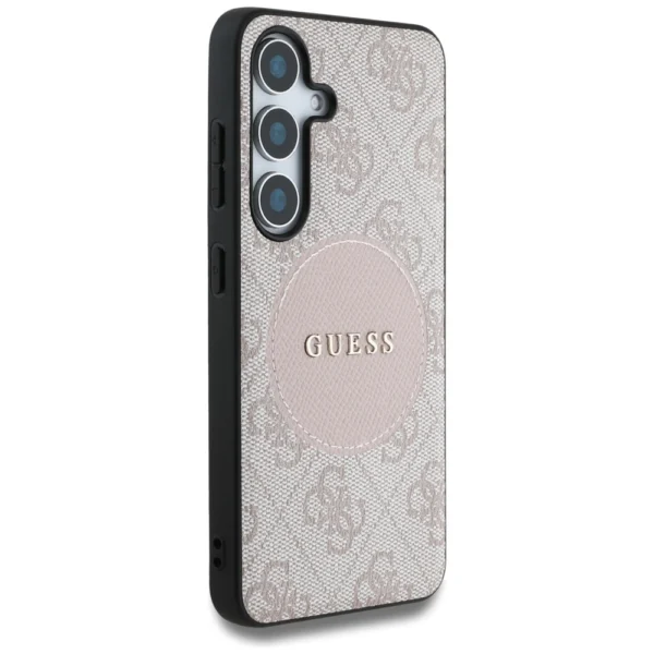 Guess 4G Round Patch Classic Logo MagSafe Case for Samsung Galaxy S25 Plus Pinkeng