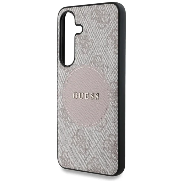 Guess 4G Round Patch Classic Logo MagSafe Case for Samsung Galaxy S25 Plus Pinkeng