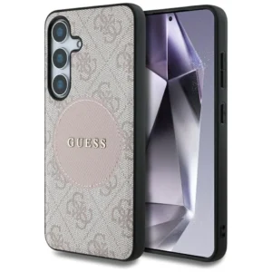 Guess 4G Round Patch Classic Logo MagSafe Case for Samsung Galaxy S25 Pinkeng
