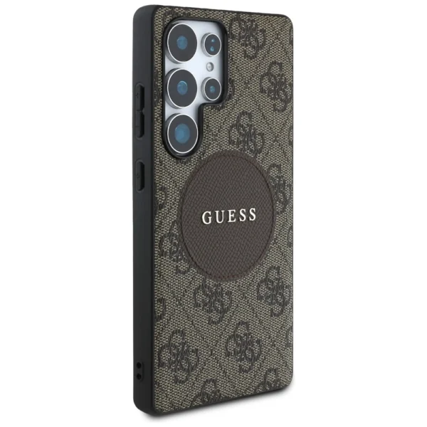 Guess 4G Round Patch Classic Logo MagSafe Case for Samsung Galaxy S25 Ultra Browneng