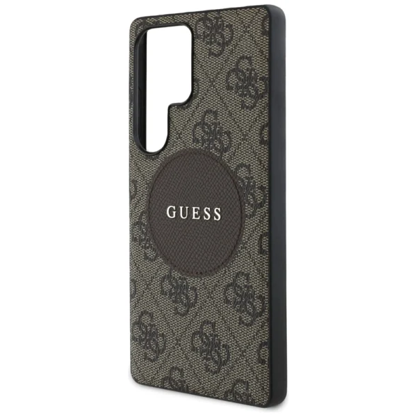 Guess 4G Round Patch Classic Logo MagSafe Case for Samsung Galaxy S25 Ultra Browneng