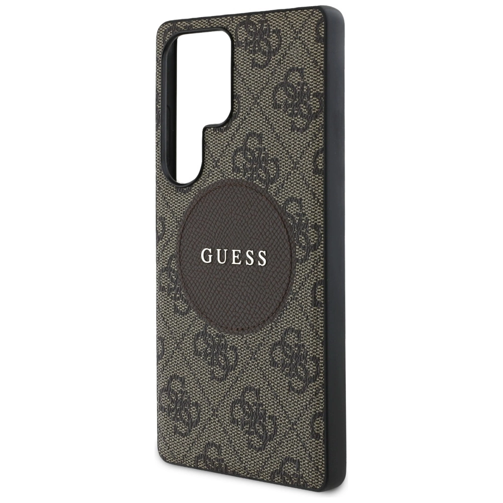 Guess 4G Round Patch Classic Logo MagSafe Case for Samsung Galaxy S25 Ultra Browneng