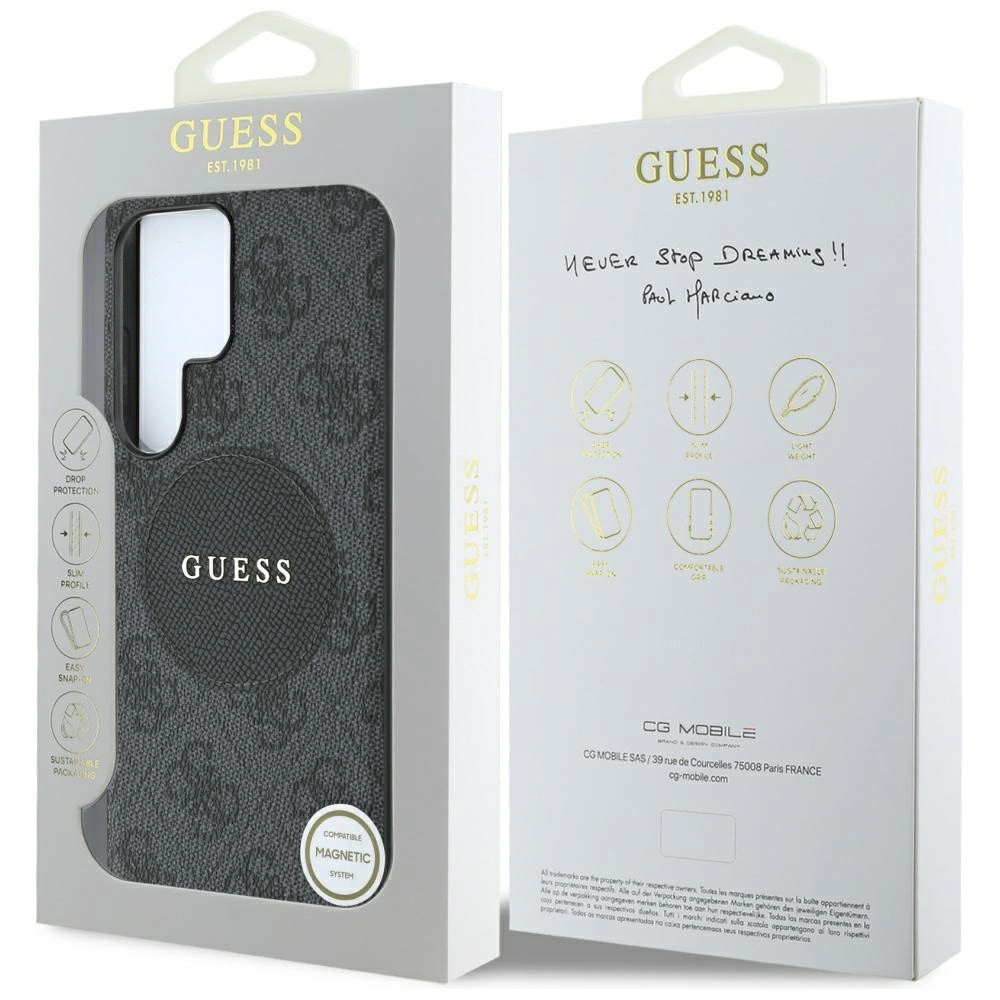 Guess 4G Round Patch Classic Logo MagSafe case for Samsung Galaxy S25 Ultra blackeng