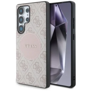 Guess 4G Round Patch Classic Logo MagSafe Case for Samsung Galaxy S25 Ultra Pinkeng