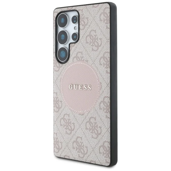 Guess 4G Round Patch Classic Logo MagSafe Case for Samsung Galaxy S25 Ultra Pinkeng