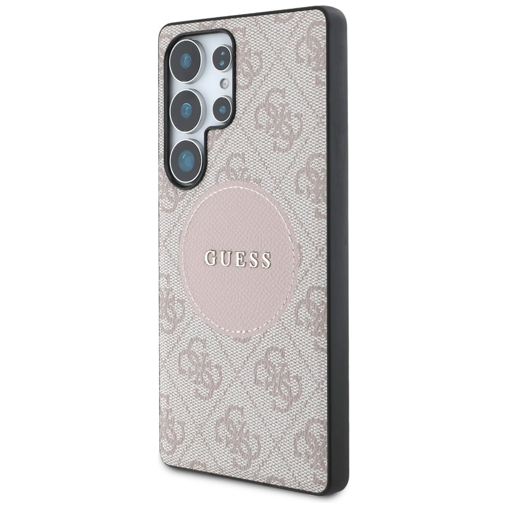 Guess 4G Round Patch Classic Logo MagSafe Case for Samsung Galaxy S25 Ultra Pinkeng