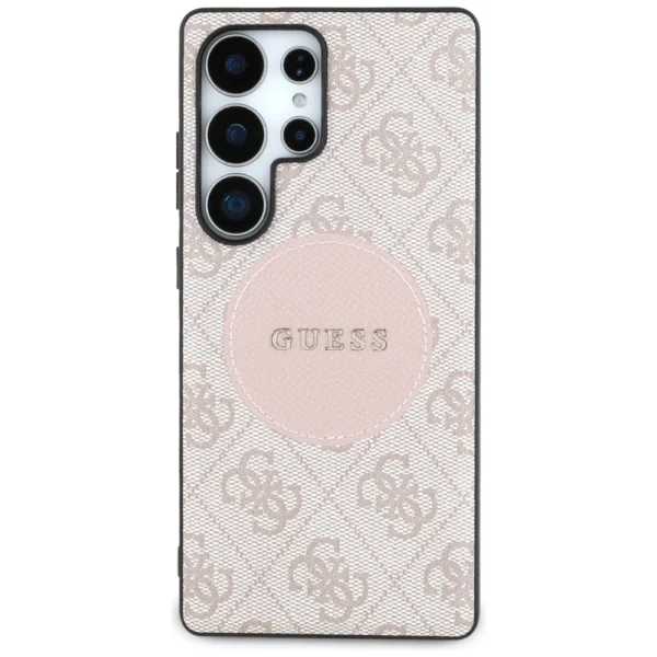Guess 4G Round Patch Classic Logo MagSafe Case for Samsung Galaxy S25 Ultra Pinkeng