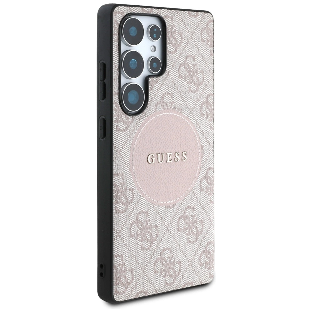 Guess 4G Round Patch Classic Logo MagSafe Case for Samsung Galaxy S25 Ultra Pinkeng
