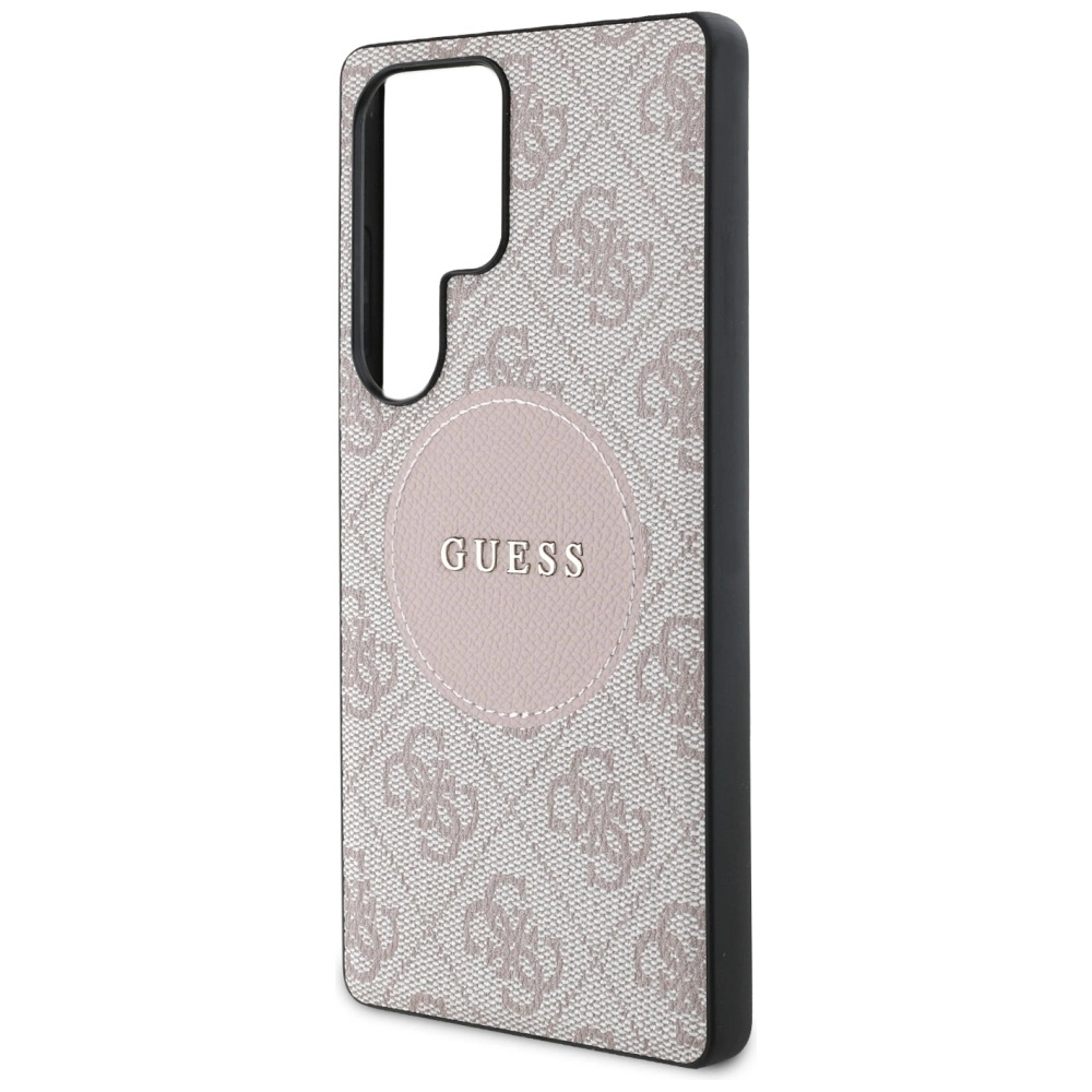 Guess 4G Round Patch Classic Logo MagSafe Case for Samsung Galaxy S25 Ultra Pinkeng